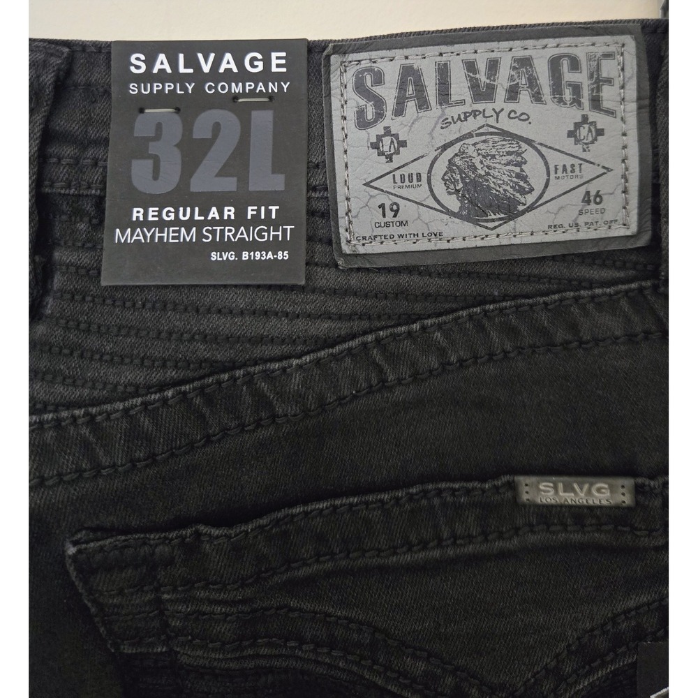 Salvage Supply Co. Jeans Black 32x34 Regular Fit Mayhem Straight READ (Smoke)NWT - Picture 8 of 15